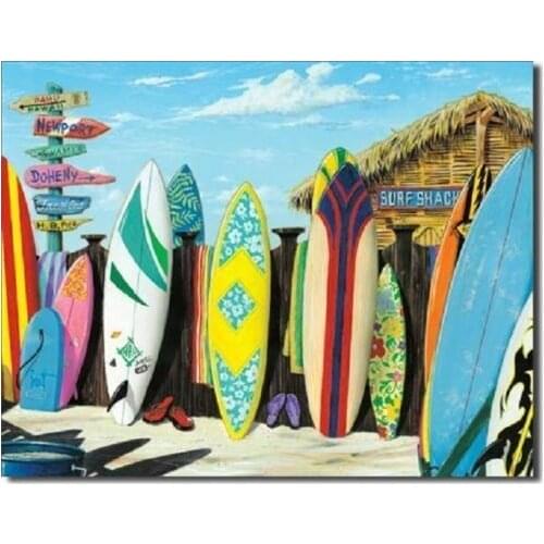 Surf Shack Metal Tin Sign Picture Metal Signs Surfboard Bar Beach House Wall Decor