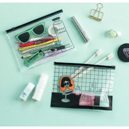 Kawaii Cartoon Korea Transparent Paper Books Document Organizer Bag School Pencil Storage Case For Student Stationery Supplies