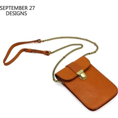 New Fashion Lady Mini Vertical Satchels Genuine Leather Luxury Crossbody Shoulder Bag Women Chain Cell Phone Bag Coin Purse