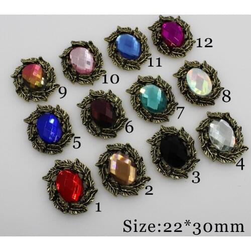 New 5pc Retro gold color clear glass rhinestone button 2018 Wedding Decoraation Flat back clothing metal button DIY Accessories
