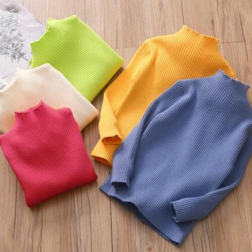 2020 Autumn Winter Baby girls Pullovers Sweaters Primer shirt long sleeve Short Korean Slim-fit tight sweater Q34