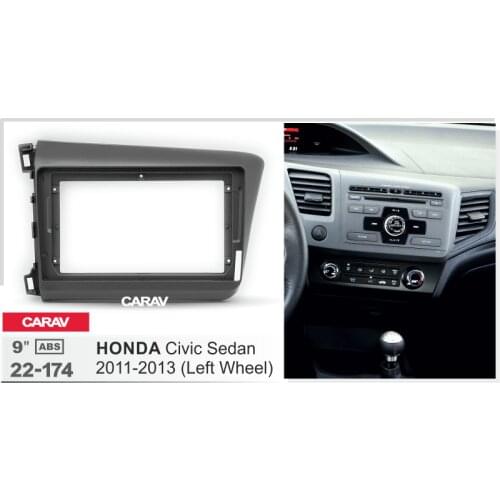 9" Car Stereo Fascia Dash Panel Compatible for HONDA Civic Sedan 2011-2013 22-174