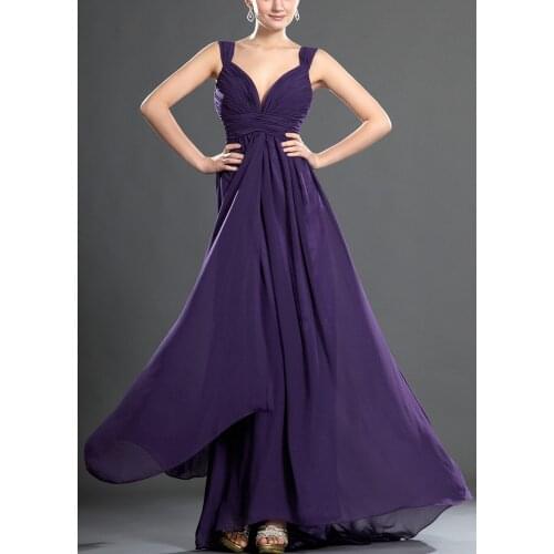 V neck Bridesmaid Dress A-line Mermaid Wedding Party Dress Straps Real Photo