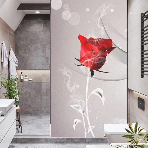 Window Film Privacy Rose Non Adhesive Glass Sticker Sun Protection Heat Control Window Coverings for Homedecor