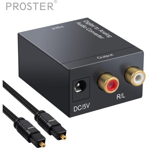 Prozor Digital to Analog Analogue Audio Converter Coax Coaxial Optical Toslink RCA R/L DAC Converter Toslink