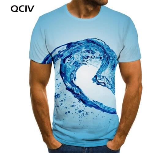 QCIV Waves T-shirt Men Water Shirt Print Painting T-shirts 3d Creativity Anime Clothes Mens Clothing Punk Rock Casual Tops Male