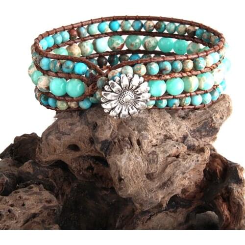 RH Fashion Boho Bracelet Jewelry Colorful Natural Stone Friendship Beaded Wrap Braceletes DropShip