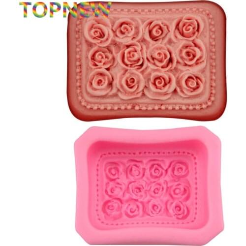 Romantic 12-Roses Silicone Cake Molds Non-Stick Sugar Fondant Jelly Jello Ice Soap Moulds 1636