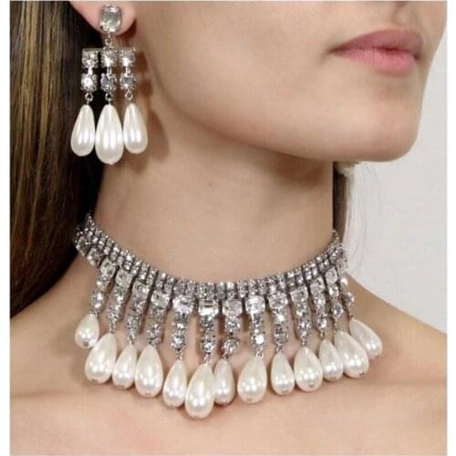 Luxury retro multi-layer crystal necklace gold silver Bib large neckline statement necklace Bohemian National Summer jewelry