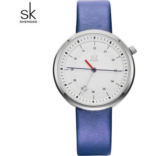 Shengke 2019 New Fashion Creative Quartz Watch Women Blue Leather Watches SK Relogio Feminino Casual Watches For Women #K8044