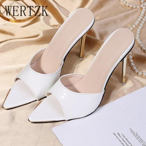 Women Shoes High Heels Fashion PU Classics 2021 NEW Summer FLIP FLOPS Slippers Concise Shallow Solid Outside Rome White