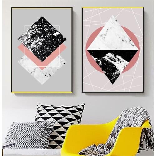 Nordic Painting Geometric Poster - Triangles Abstract Posters and Prints Wall Picture for Living Room Kids Room Kitchen Decor