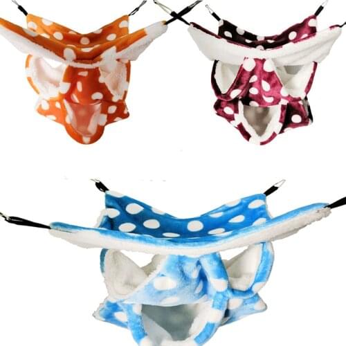 Warm 3 Layer Cotton Dot Parrot Hamster Chinchilla Hammock Squirrel Sugar Glider Hanging Sleeping Bed Cage Small Pet Supply