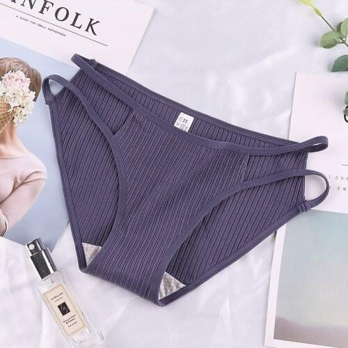 New Thread Breathable Low Waist Sexy Cotton Underwear Women 's Hollow Thin Belt Large Size Women 's Briefs