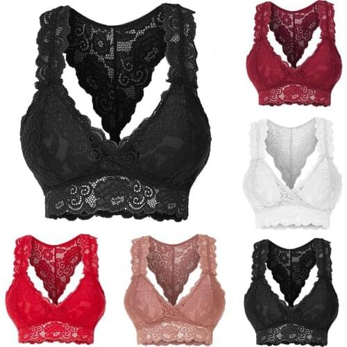 New Women Plus Size Vest Crop Wire Free Bra Lingerie Sexy V-Neck Underwear