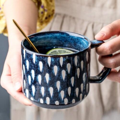Starry Coffe Mug Espresso Cups Meteor Shower Blue Retro Style Expresso Cup Caffe Cup Cappuccino Mug Funny Mug 475ML