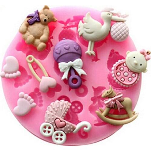 1Pcs 3D Baby Bear Foot Birds Shape Cake Decoration Mold Silicone Fondant Soap Mold Chocolate Babies For DIY Bakeware