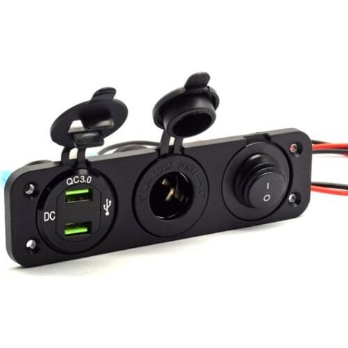 1PCS Car Marine Boat Switch Panel 5V Dual USB Car Charger Lighter 12V LED Voltmeter ON-Off Toggle Switch Panel