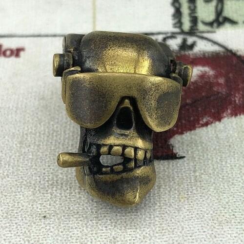 1PC Cigar Skull Retro Brass Oxide EDC Paracord Beads Umbrella Rope Cord Lanyard Pendants Knife Beads Outdoor Knife Accessories