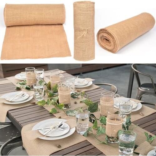 10Meter x 30CM Natural Jute Hessian Burlap Ribbon Roll Burlap Table Runners Wedding Party Chair Bands Vintage Home Decorations