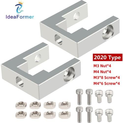 2 Set BLV Ender-3 Series 3D Printer MGN12 Linear Guide Rail Fixing Block 2020 Profile Fixed Block With Screw Nut Accessories