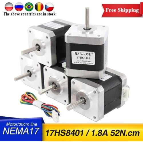 5pcs Nema17 Stepper Motor 4-lead 17HS8401 48mm 1.8A 52N.CM for Titan extruder 4-lead For 3D Printer Monitor Equipment