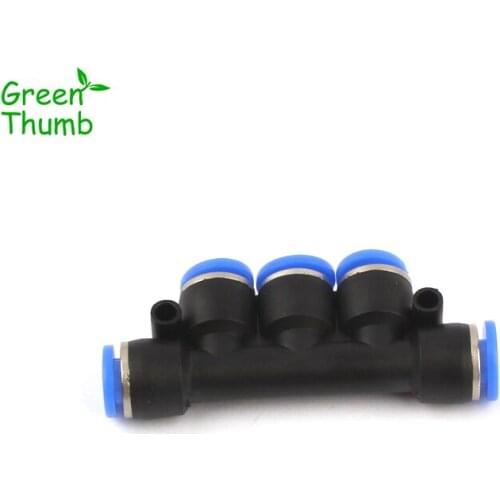 5pcs Inner Diameter 6mm/8mm Five-Way Connector Garden Water Pipe Pneumatic Adapter Green Thumb Plastic Quick Connector