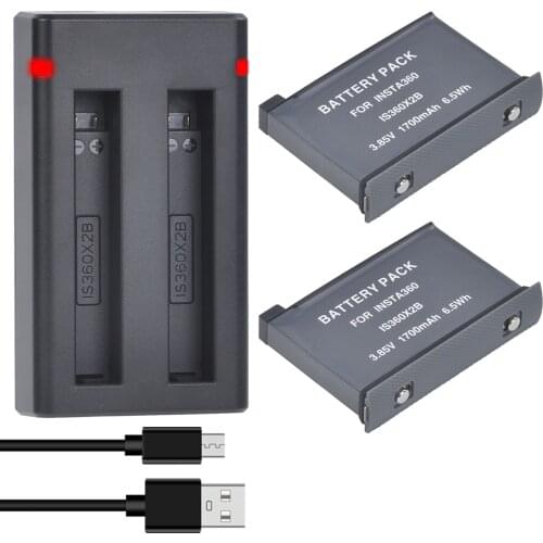 One X2 Battery Pack,Pickle Power 1700mAh Rechargeable Lithium Battery and Dual USB Charger for Insta360 ONE X2