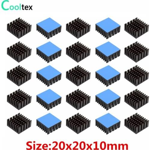 200pcs 20x20x10mm Aluminum Heatsink With Thermal Conductive Tape