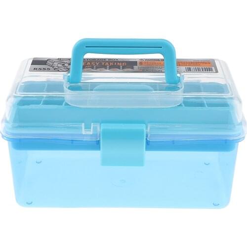 Super Satchel Double Deep with Removable Dividers,Nail Art Tools and Crafts Storage Container Box with Handle,Transparent