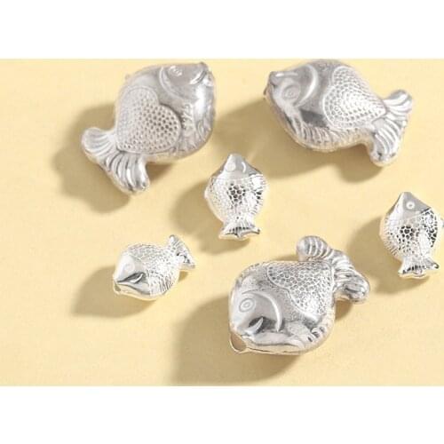 1Pc 19x15/11x5mm 925 Sterling Silver Fish Beads Charms Carp Fish Connector For Bracelet Necklace DIY Jewelry Components Makings
