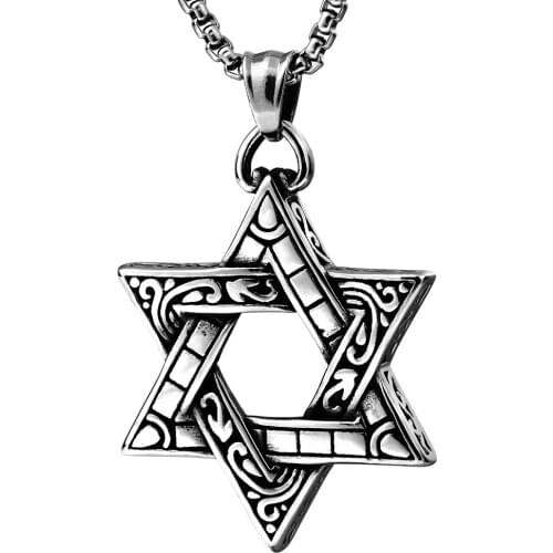 MIQIAO Sterling Silver Hexagram Pendant Goth Chains Necklace for Men Korean Style Fashion Jewellry Boy Friends Gift Boho Kpop