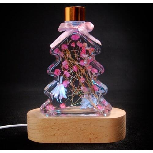 Room Decorations Solid Wood Night Light Base Glowing Bottle Desk Decoration Modern Lamp Bedside Marriage Bedroom Lamps Led 3d