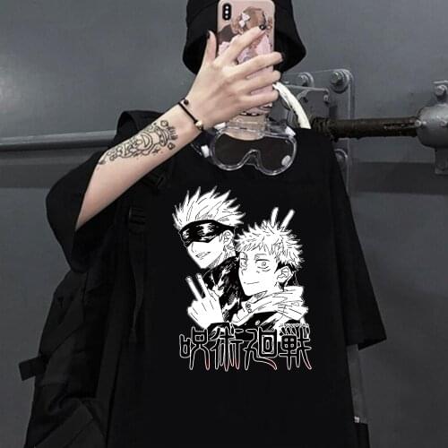 Anime Jujutsu Kaisen Gojo Satoru Yuji Itadori T Shirt Male Harajuku Kawaii Summer Top T-shirt Harajuku Tee