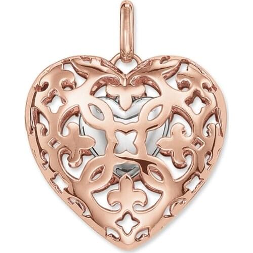Rose Gold Color Openable Hollow Locket Heart Pendants Include A Heart Fit Chain, Most Fashion Glam Bijoux Jewelry For Women Girl