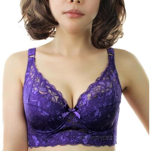 Hot! 4 breasted bra adjustable bra underwear bra embroidered roses large cup B / C / D big size 34-42 women Push Up bra