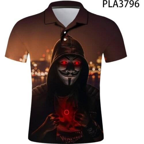 Men Polo Homme Camisas Fashion Mask Summer Harajuku 3D Printed Ropa De Hombre Streetwear Casual Short Sleeve Cool Ropa