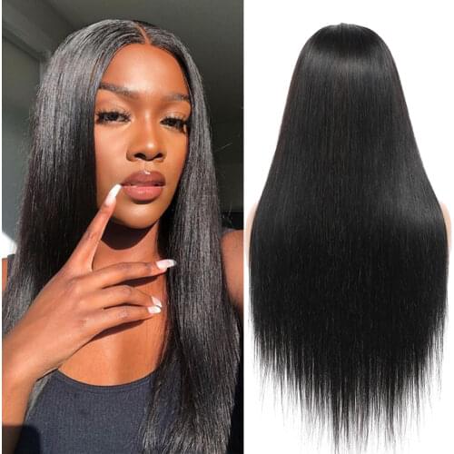 SOKU Brazilian Straight Lace Front Wigs Natural Color PrePlucked Human Hair Wig For Black Women 180 Density 13x1 Lace Part Wig