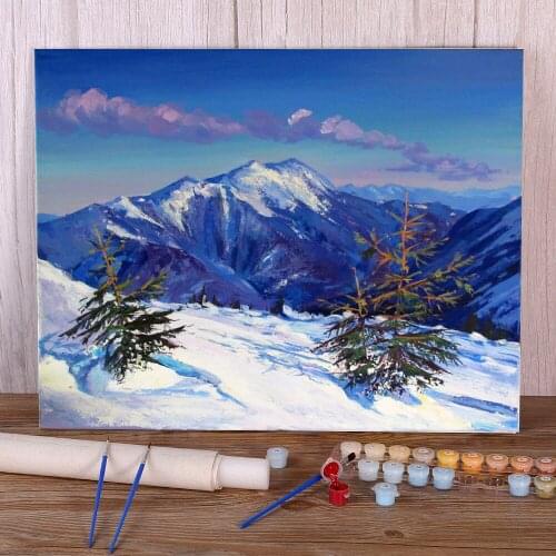 Landscape Sunny Winter Coloring By Numbers Painting Complete Kit Acrylic Paints 40*50 Oil Painting Decorative Art