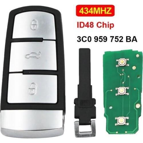 CN001017 Aftermarket For volkswagen Passat CC Magotan with ID48 Chip 3 button Smart Key Control FCCID 3CO 959 752 BA