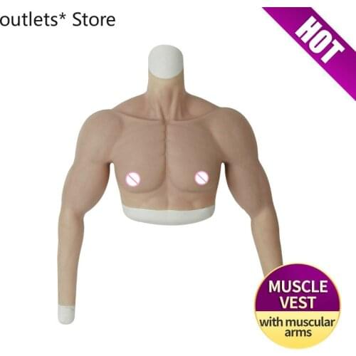 Realistic Silicone Fake Muscle Belly Body with Brawny Arms Artificial Muscle for Man False Belly Cosplay Men Bodysuit