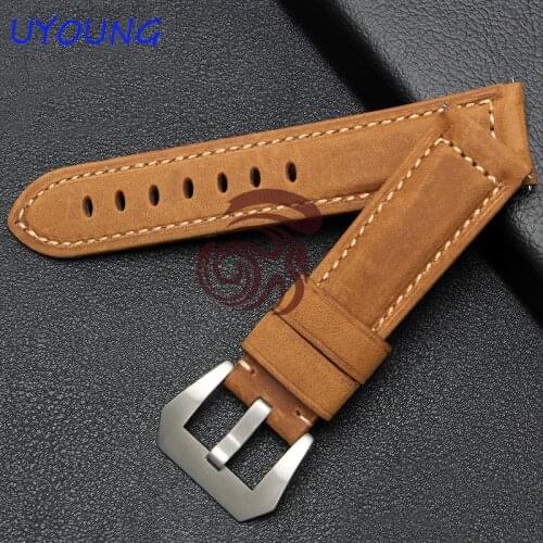 Genuine Leather Watchband 22mm For Pebble Time Steel Smart Watch High Quality Scrub Leather Strap Bracelet