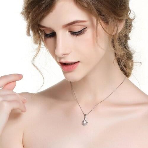 Luxury Water Drop Women 925 Sterling Silver Crystal Wedding Necklaces Jewelry Fashion Pendants Necklace for Female Bijoux