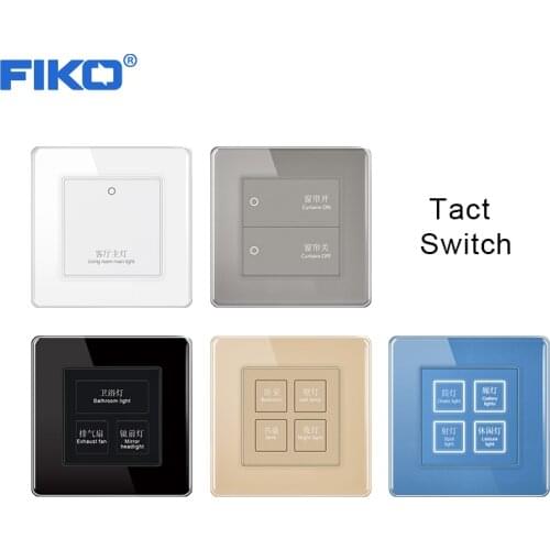 FIKO 86 type light touch switch 1 / 2 /3 switch single control strong and weak current five color tempered glass key panel