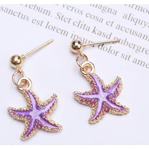 Pink Blue Black Starfish Earrings New Design Fashion Metal Star Earring Simple Beach Summer Jewelry Earrings For Women