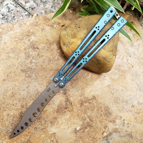Folding Hom Snake Monster Practice D2 Not Sharp Blade Titanium Handle Camping Hunting Knife Outdoor Tool Gift Knife For Men