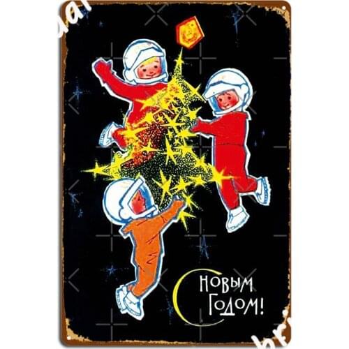 Soviet Space New Year Pioneers Soviet Propoganda Space Metal Signs pub Home Printing Wall Decor Tin sign Posters