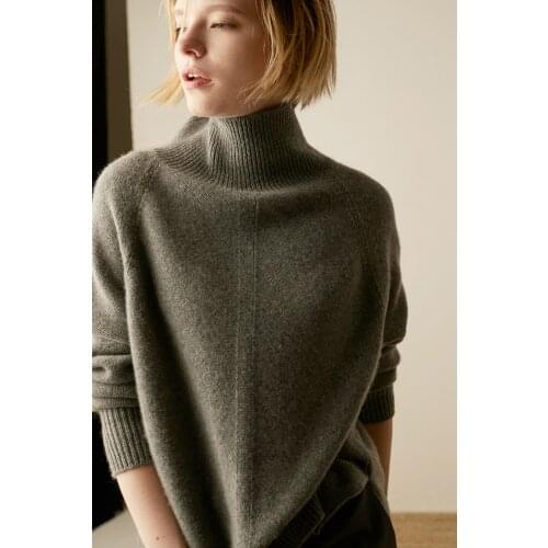 2019 Autumn And Winter New Cashmere Sweater Womens High-Necked Pullover Loose Thick Sweater Short Paragraph Knit Shirt