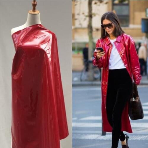 Dark red mirror bright leather high elastic PU imitation leather fabric sofa handbag waterproof gloves diy textiles fabric,A516