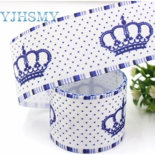 YJHSMY G-18912-1099,10 yards 38 mm Crown Printed grosgrain ribbons,Clothing accessories,DIY handmade gift wrapping materials